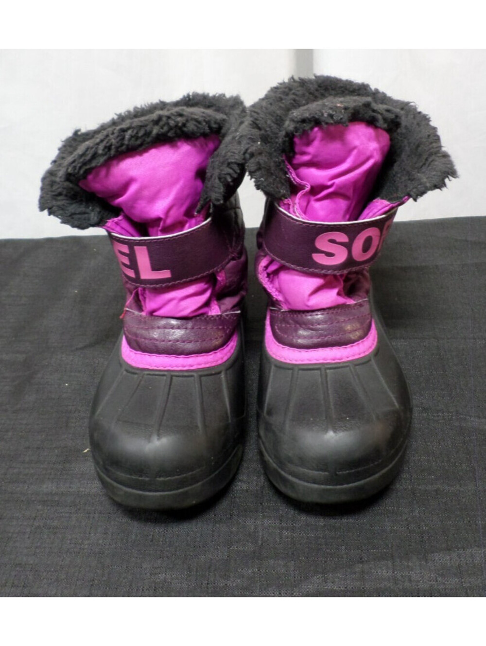 EUC DESIGNER SORELSNOW COMMANDER NC1960-562 PURPLE & BLACK BOOTS YOUTH SIZE 13